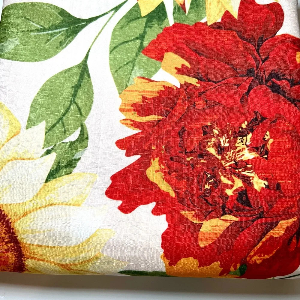 Harvest Sunflowers Fabric Shower Curtain Yellow Rust Orange Bold Colors